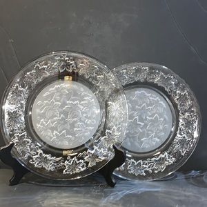 Princess House Crystal China Plates Etch Poinsettia Rare Collection Vintage